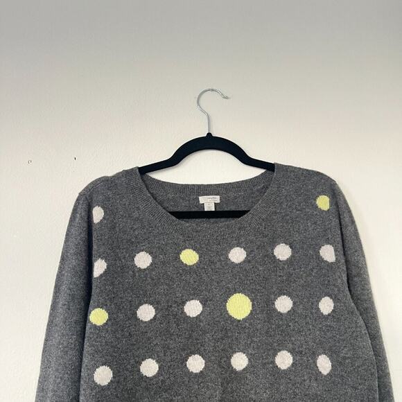 Halogen Grey Polka Dot Cashmere Crewneck Sweater - Picture 2 of 5